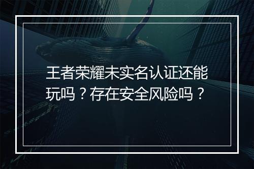 王者荣耀未实名认证还能玩吗？存在安全风险吗？