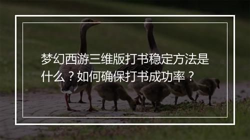 梦幻西游三维版打书稳定方法是什么？如何确保打书成功率？