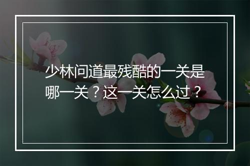 少林问道最残酷的一关是哪一关？这一关怎么过？