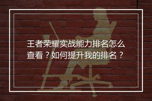 王者荣耀实战能力排名怎么查看？如何提升我的排名？