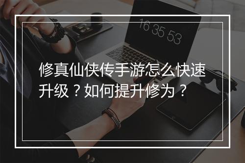 修真仙侠传手游怎么快速升级？如何提升修为？