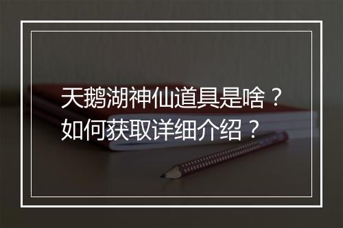 天鹅湖神仙道具是啥？如何获取详细介绍？