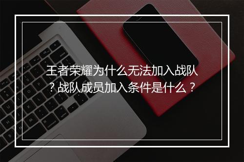 王者荣耀为什么无法加入战队？战队成员加入条件是什么？