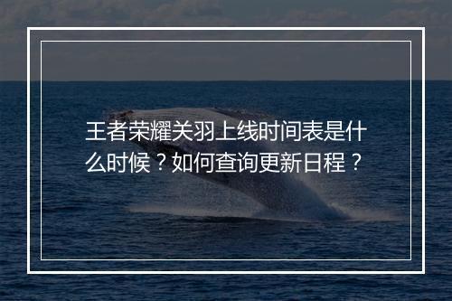王者荣耀关羽上线时间表是什么时候？如何查询更新日程？