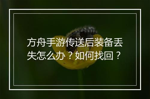 方舟手游传送后装备丢失怎么办？如何找回？