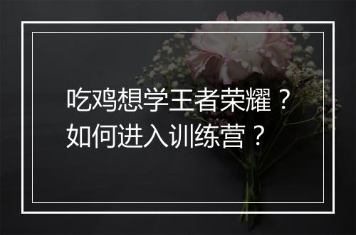 吃鸡想学王者荣耀？如何进入训练营？