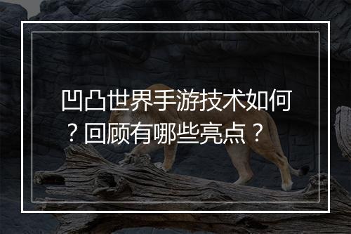 凹凸世界手游技术如何?回顾有哪些亮点?