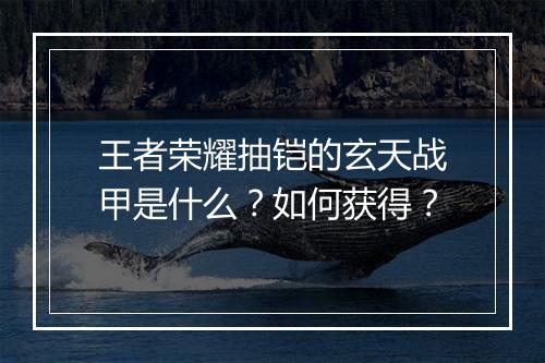 王者荣耀抽铠的玄天战甲是什么？如何获得？