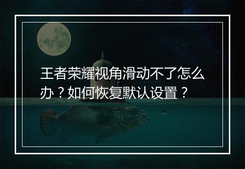 王者荣耀视角滑动不了怎么办？如何恢复默认设置？