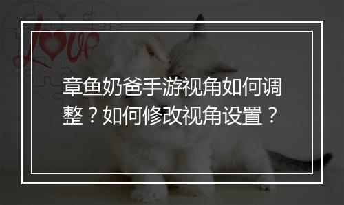 章鱼奶爸手游视角如何调整？如何修改视角设置？