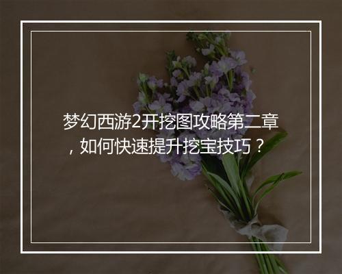 梦幻西游2开挖图攻略第二章，如何快速提升挖宝技巧？