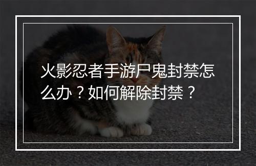 火影忍者手游尸鬼封禁怎么办？如何解除封禁？