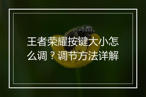 王者荣耀按键大小怎么调？调节方法详解