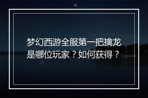 梦幻西游全服第一把擒龙是哪位玩家？如何获得？