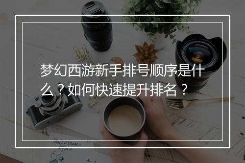 梦幻西游新手排号顺序是什么?如何快速提升排名?