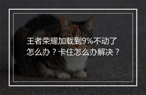 王者荣耀加载到9%不动了怎么办？卡住怎么办解决？