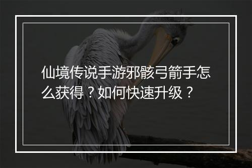 仙境传说手游邪骸弓箭手怎么获得？如何快速升级？