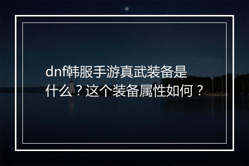 dnf韩服手游真武装备是什么？这个装备属性如何？