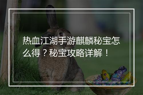 热血江湖手游麒麟秘宝怎么得？秘宝攻略详解！