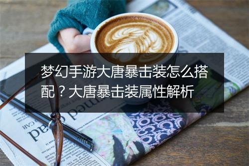 梦幻手游大唐暴击装怎么搭配?大唐暴击装属性解析