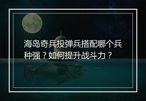 海岛奇兵投弹兵搭配哪个兵种强？如何提升战斗力？