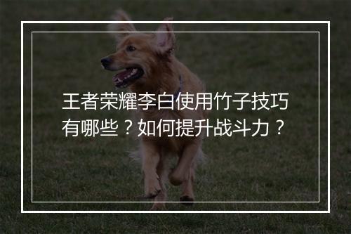 王者荣耀李白使用竹子技巧有哪些?如何提升战斗力?