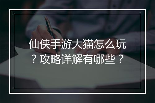 仙侠手游大猫怎么玩？攻略详解有哪些？