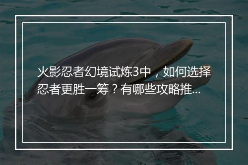 火影忍者幻境试炼3中,如何选择忍者更胜一筹?有哪些攻略推荐?