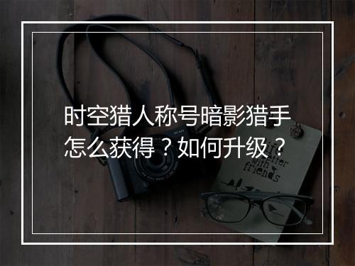 时空猎人称号暗影猎手怎么获得？如何升级？