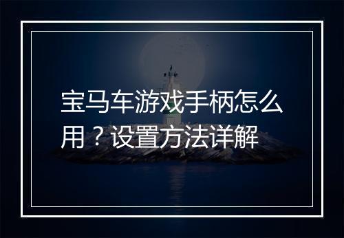 宝马车游戏手柄怎么用？设置方法详解