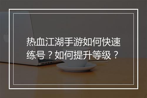 热血江湖手游如何快速练号？如何提升等级？