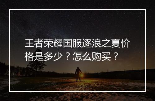 王者荣耀国服逐浪之夏价格是多少？怎么购买？