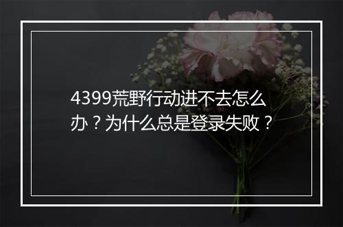 4399荒野行动进不去怎么办？为什么总是登录失败？