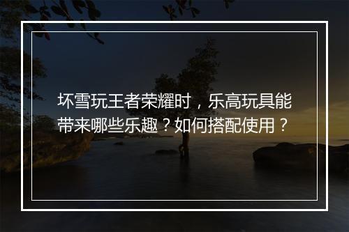 坏雪玩王者荣耀时，乐高玩具能带来哪些乐趣？如何搭配使用？