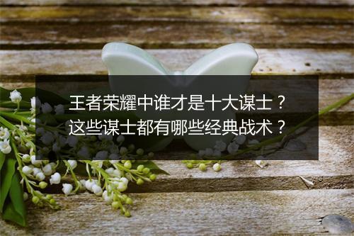 王者荣耀中谁才是十大谋士？这些谋士都有哪些经典战术？
