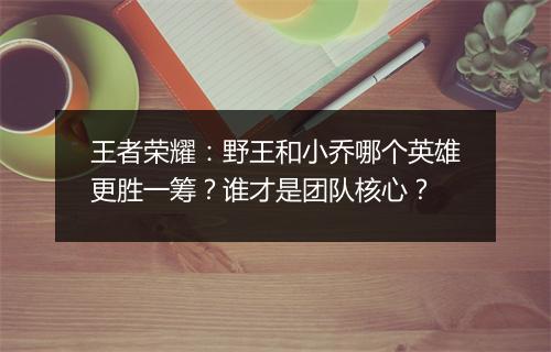 王者荣耀:野王和小乔哪个英雄更胜一筹?谁才是团队核心?