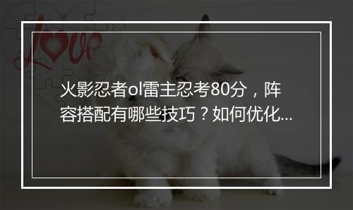 火影忍者ol雷主忍考80分，阵容搭配有哪些技巧？如何优化？