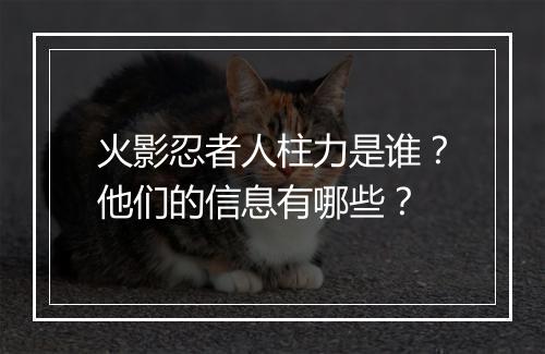 火影忍者人柱力是谁？他们的信息有哪些？