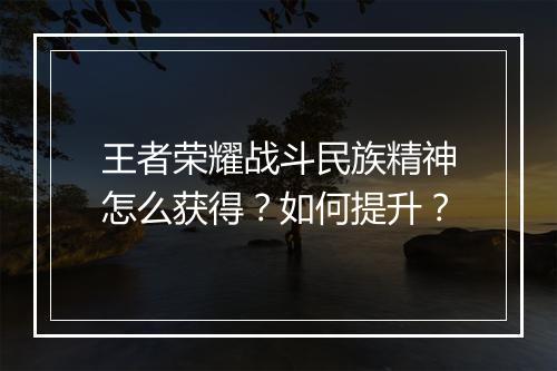 王者荣耀战斗民族精神怎么获得？如何提升？