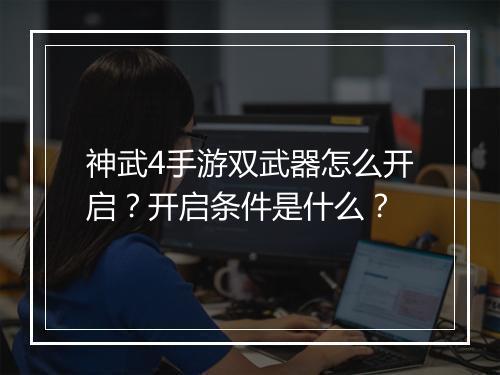 神武4手游双武器怎么开启？开启条件是什么？