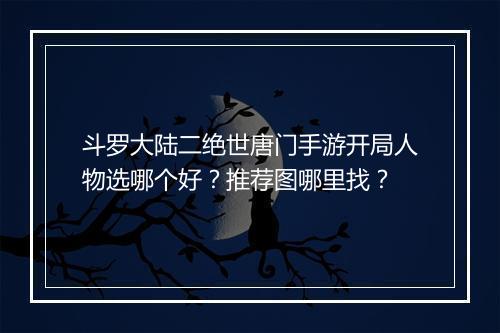斗罗大陆二绝世唐门手游开局人物选哪个好？推荐图哪里找？