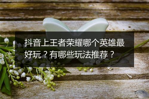 抖音上王者荣耀哪个英雄最好玩？有哪些玩法推荐？