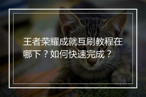 王者荣耀成就互刷教程在哪下?如何快速完成?