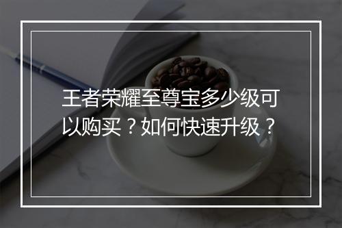王者荣耀至尊宝多少级可以购买？如何快速升级？