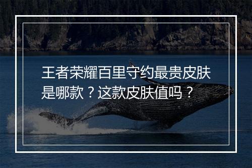 王者荣耀百里守约最贵皮肤是哪款？这款皮肤值吗？