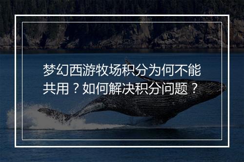 梦幻西游牧场积分为何不能共用？如何解决积分问题？