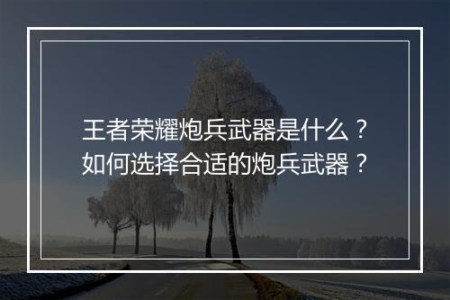 王者荣耀炮兵武器是什么?如何选择合适的炮兵武器?