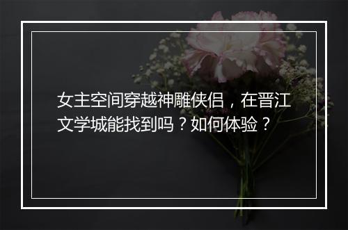 女主空间穿越神雕侠侣，在晋江文学城能找到吗？如何体验？