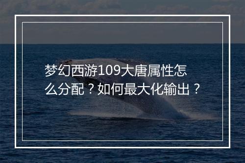 梦幻西游109大唐属性怎么分配？如何最大化输出？