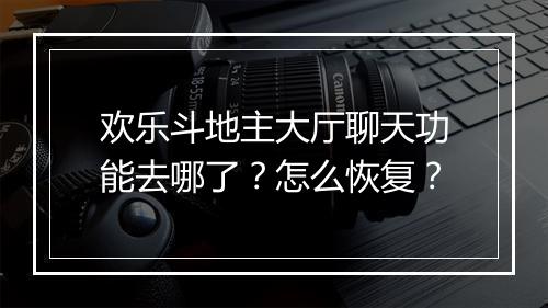 欢乐斗地主大厅聊天功能去哪了？怎么恢复？